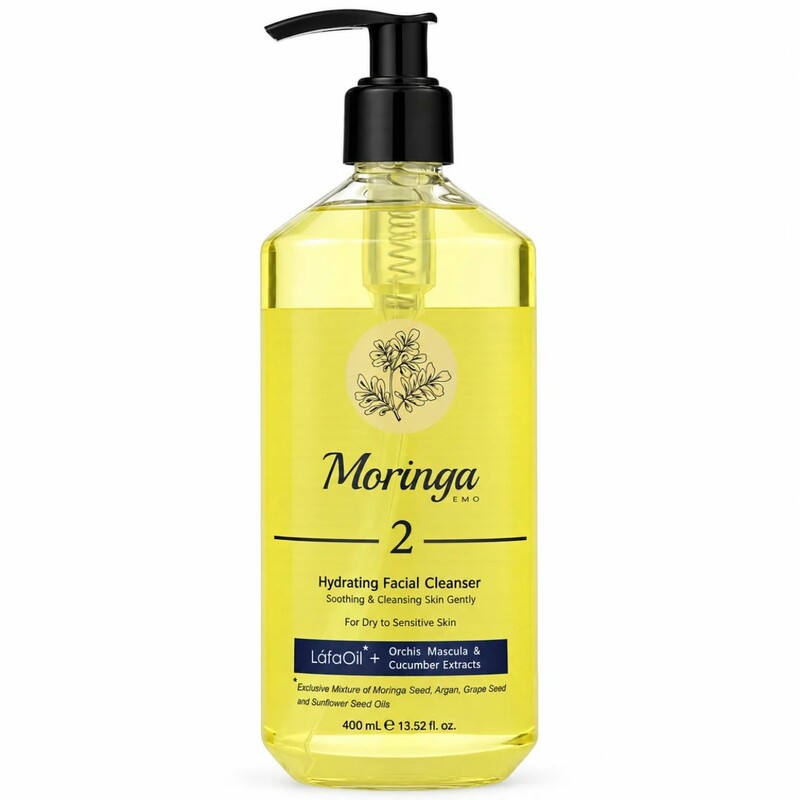 ژل شستشوی صورت آبرسان مورینگا امو مدل 02 مناسب پوست خشک و حساس 400ml