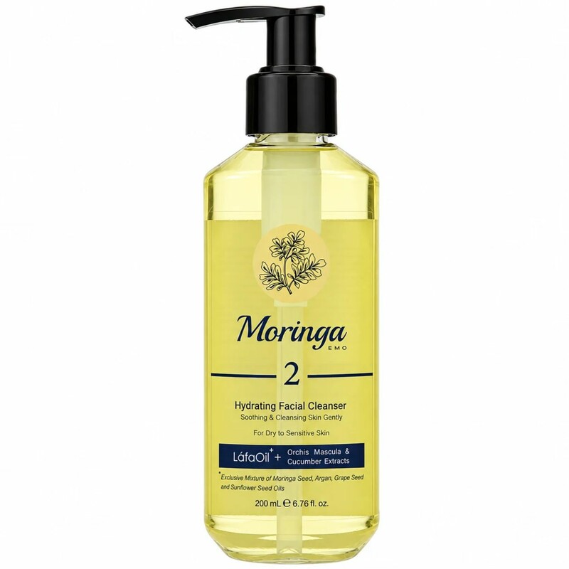 ژل شستشوی آبرسان صورت مورینگا امو مدل 02 مناسب پوست خشک و حساس حجم 200ml