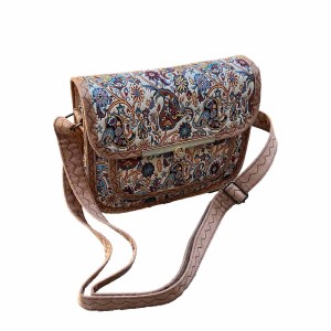بند مخملی نرم و مقاوم کیف دوشی ترمه، رنگ کرم-طلایی