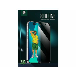 محافظ صفحه نمایش شیشه ای حریم شخصی آیفون 14 گرین Green iPhone 14 3D Silicone+ Privacy Glass