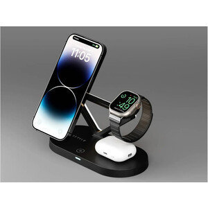 خرید بهترین استنت شارژر وایرلس مگنتی مولتی شارژ Levelo Premio 5 In 1 Wireless Charging Pad - Black