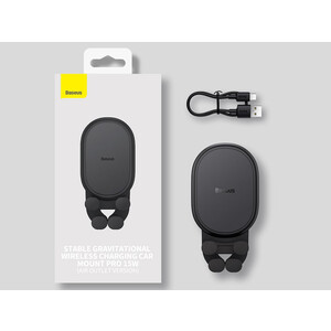 هولدر و شارژر بی سیم داخل خودرو 15 وات بیسوس Baseus Stable Gravitational Wireless Charging Car Mount Pro 15W BS-CM014 SUWX030001