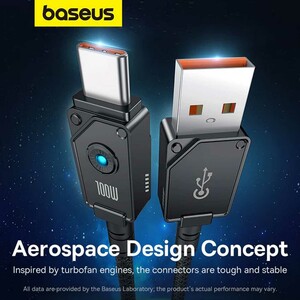 کابل سوپر فست شارژ یو اس بی به تایپ سی 100 وات 6 آمپر 2 متری بیسوس