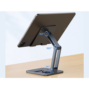 هولدر رومیزی تبلت 360 درجه بیسوس Baseus Desktop Biaxial Foldable Metal Tablet Stand Rotatable Version Space Grey BS-HP006A B10431801811-00