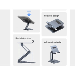 هولدر رومیزی تبلت 360 درجه بیسوس Baseus Desktop Biaxial Foldable Metal Tablet Stand Rotatable Version Space Grey BS-HP006A B10431801811-00