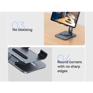 هولدر رومیزی تبلت 360 درجه بیسوس Baseus Desktop Biaxial Foldable Metal Tablet Stand Rotatable Version Space Grey BS-HP006A B10431801811-00