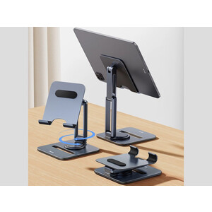 هولدر رومیزی تبلت 360 درجه بیسوس Baseus Desktop Biaxial Foldable Metal Tablet Stand Rotatable Version Space Grey BS-HP006A B10431801811-00