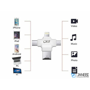 او تی جی کارتخوان کوتتسی Coteetci iUSB 4 In 1 Card Reader