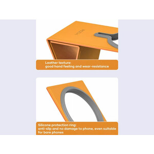استند شارژر بیسیم راک ROCK RPH0969 PU Leather Carbon Fiber Magnetic Wireless Charger Folding Stand
