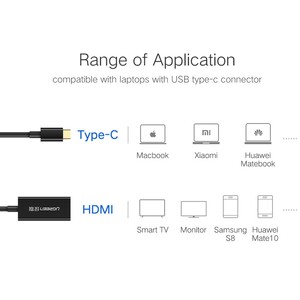 مبدل تایپ سی به اچ دی ام آی یوگرین Ugreen 40273 USB-C To HDMI Adapter 10CM