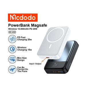 کوچکترین پاوربانک وایرلس 10000 مگ سیف مک دودو  Mcdodo MC-426 15W Magnetic Wireless Power Bank 10000mAh