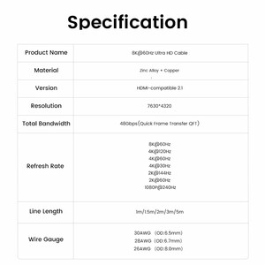 مشخصات کابل تصویر اوریکو