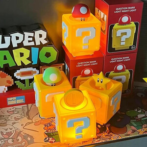 چراغ خواب رومیزی فانتزی  سوپر ماریو  super mario با طرح علامت سوال از بازی و شارژی