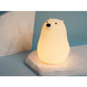 خرید چراغ خواب رومیزی فانتزی قابل شارژ MUID white bear pat lamp silicone