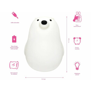 چراغ خواب رومیزی فانتزی قابل شارژ MUID white bear pat lamp silicone