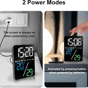 کیفیت ساعت دیجیتال LED رومیزی با نمایش دما و رطوبت