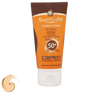 کرم ضد آفتاب فاقد چربی سان سیف SUNSAFE مدل ACNEIC با SPF50 رنگ دار
