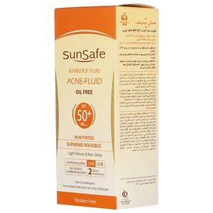 بهترین فلوئید ضد آفتاب فاقد چربی سان‌سیف sunsafeمدل ACNE-FLUID SPF50 حجم 50 میلی‌لیتر
