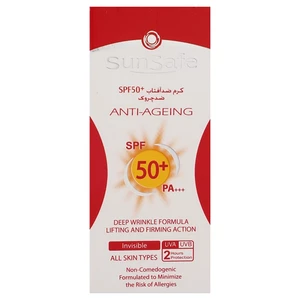 بهترین کرم ضد آفتاب و ضدچروک بی‌رنگ سان‌سیف SPF50 مناسب انواع پوست حجم 50 میلی‌لیتر