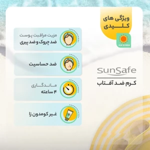 بهترین کرم ضد آفتاب و ضدچروک بی‌رنگ سان‌سیف SPF50 مناسب انواع پوست حجم 50 میلی‌لیتر