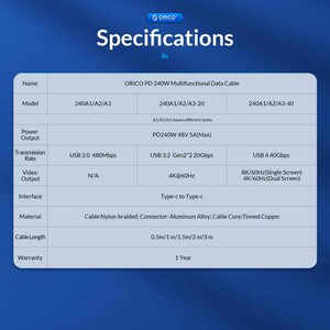 کابل تایپ سی به تایپ سی اوریکو