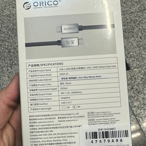 کابل تایپ سی اوریکو ORICO مدل 240A3-20 توان 240 وات 2 متری (20 یا 40؟ عکس از جعبه نیاز است)عکس جعبه نیست 20 یا 40 ؟