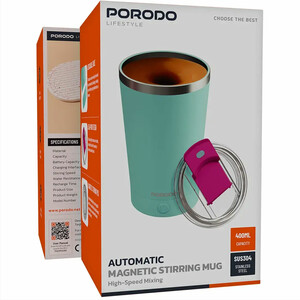 ماگ آبی همزن دار شارژی پرودو Porodo مدل PDSSMHQ168BL ظرفیت 400 میلی لیتر