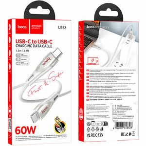 کابل شارژ دوسر تایپ سی هوکو HOCO مدل U133 توان 60 وات