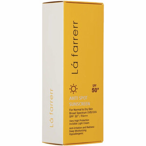 کرم ضد آفتاب و ضد لک بی رنگ لافارر SPF50 حجم 40 میلی لیتر مناسب پوست خشک و معمولی