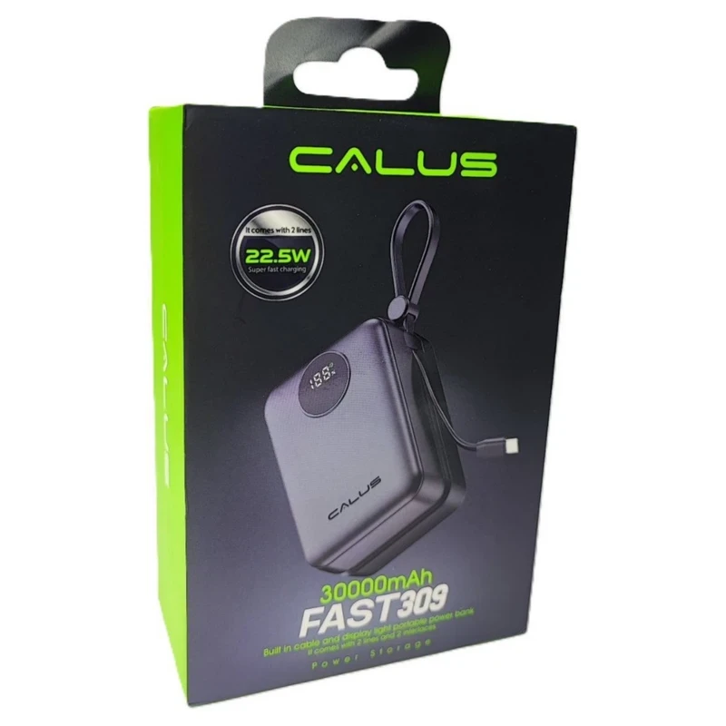 پاوربانک فست شارژ ۳۰۰۰۰ میلی‌آمپر ساعت کالوس مدل CALUS FAST309 با توان ۲۲.۵ وات