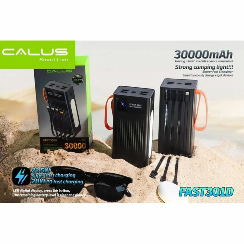 پاوربانک فست شارژ ۳۰۰۰۰ میلی‌آمپر ساعت کالوس مدل CALUS FAST301D با توان ۲۲.۵ وات