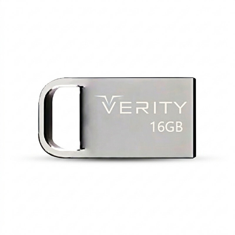 فلش مموری وریتی مدل V813 ظرفیت 16 گیگابایت، رابط USB 2.0 Type-A، بدنه فلزی، طراحی بندانگشتی، سازگار با موبایل، تبلت، کامپیوتر و تلویزیون، سرعت انتقال 20 مگابایت بر ثانیه