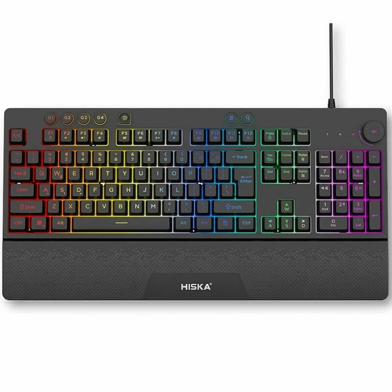 کیبورد گیمینگ هیسکا HISKA مدل HX-KEG405 باسیم RGB