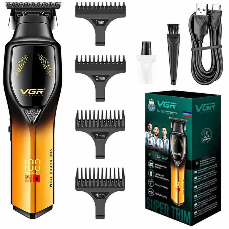 ماشین اصلاح و خط زن موی سر و ریش وی جی آر VGR مدل V-187 با تیغه سرامیکی