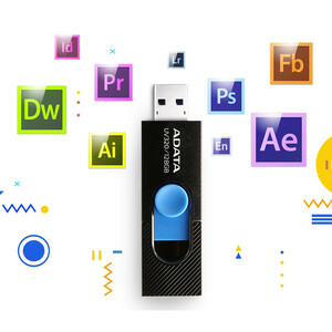فلش‌مموری کشویی ای دیتا مدل UV320 ظرفیت 64 گیگابایت با رابط USB 3.2 Gen1 سرعت انتقال تا 10 گیگابیت بر ثانیه و سازگار با ویندوز، مک، لینوکس، گوشی و تلویزیون