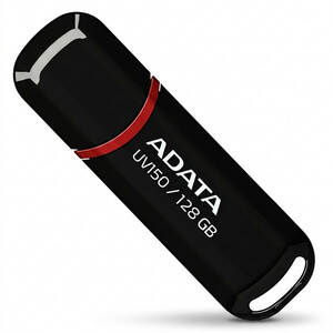 فلش مموری ای دیتا مدل UV150 ظرفیت 128 گیگابایت با رابط USB 3.2 Gen1 و پشتیبانی از انواع سیستم‌عامل، طراحی درپوش‌دار و سازگار با کامپیوتر، لپ‌تاپ، موبایل و تلویزیون