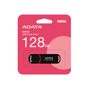 فلش مموری ای دیتا مدل UV150 ظرفیت 128 گیگابایت با رابط USB 3.2 Gen1 و پشتیبانی از انواع سیستم‌عامل، طراحی درپوش‌دار و سازگار با کامپیوتر، لپ‌تاپ، موبایل و تلویزیون
