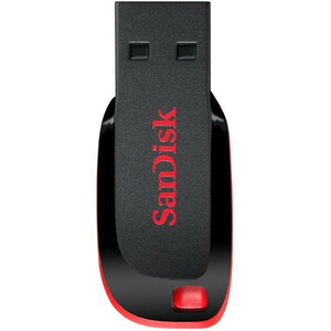 فلش مموری سن دیسک مدل Cruzer Blade CZ50 ظرفیت 128 گیگابایت با رابط USB 2.0، بدنه مات مقاوم در برابر لک و اثر انگشت، سرعت انتقال 30 مگابایت بر ثانیه، قابلیت رمزگذاری اطلاعات و طراحی بدون درپوش با شیار اتصال بند