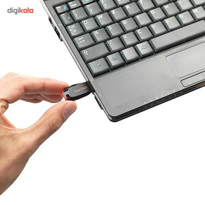 فلش مموری سن دیسک مدل Cruzer Blade CZ50 ظرفیت 128 گیگابایت با رابط USB 2.0، بدنه مات مقاوم در برابر لک و اثر انگشت، سرعت انتقال 30 مگابایت بر ثانیه، قابلیت رمزگذاری اطلاعات و طراحی بدون درپوش با شیار اتصال بند