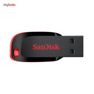 فلش مموری سن دیسک مدل Cruzer Blade CZ50 ظرفیت 128 گیگابایت با رابط USB 2.0، بدنه مات مقاوم در برابر لک و اثر انگشت، سرعت انتقال 30 مگابایت بر ثانیه، قابلیت رمزگذاری اطلاعات و طراحی بدون درپوش با شیار اتصال بند