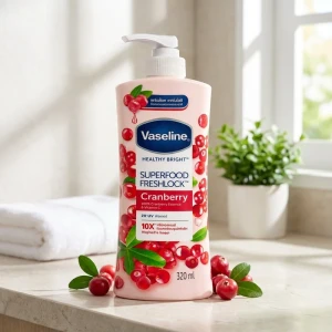 لوسیون بدن وازلین مدل Cranberry حجم ۳۲۰ میلی‌لیتر مناسب انواع پوست