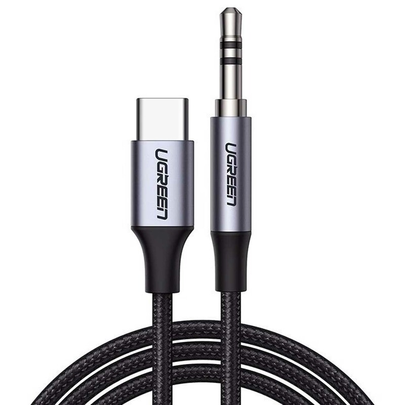 کابل تبدیل تایپ‌سی به جک 3.5 میلی‌متری یک متری یوگرین ugreen CM450 20192 با تراشه DAC حرفه‌ای