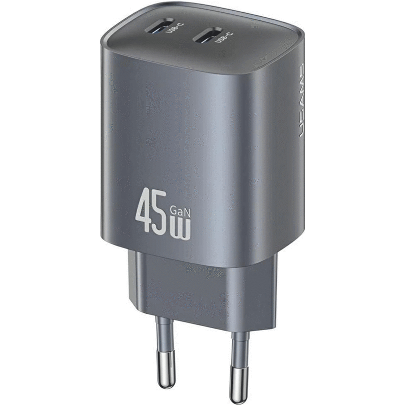شارژر دیواری فست دو پورت تایپ سی 45 وات یوسامز CC305 T66