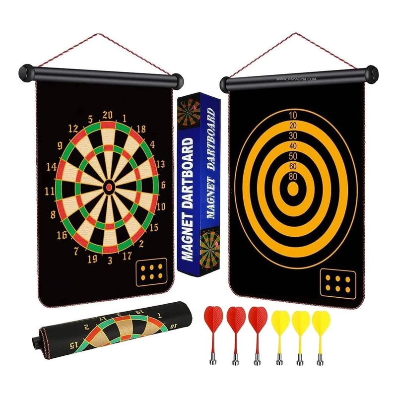 دارت مگنتی حرفه ای MAGNETIC DARTBOARD دو طرفه با 6 تیر مغناطیسی