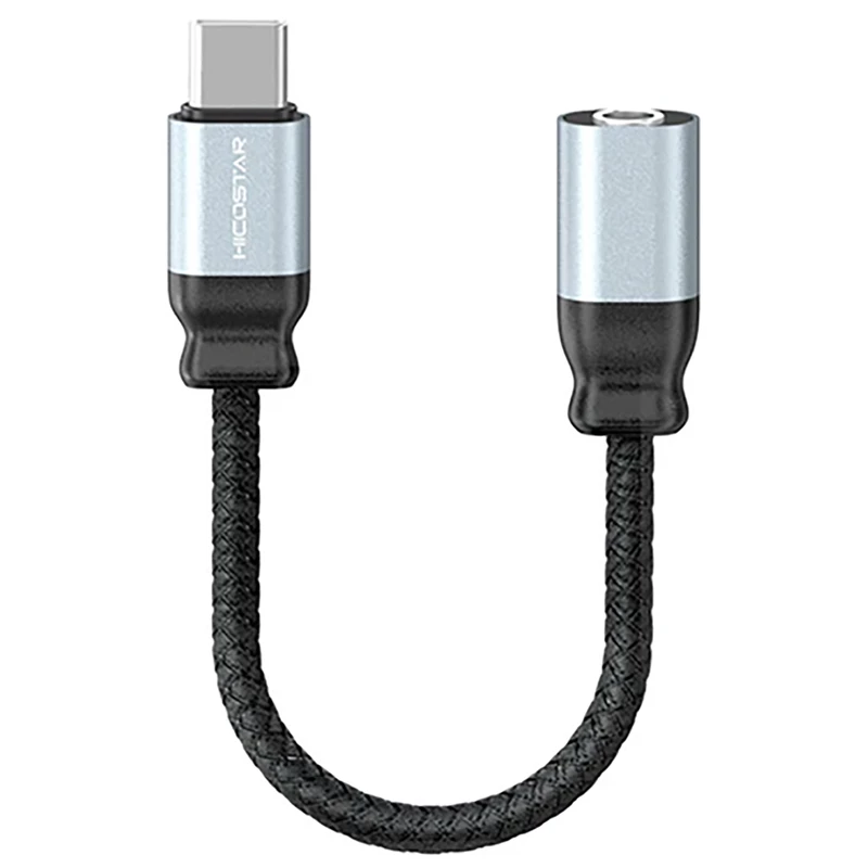 مبدل صدای تایپ سی به AUX هایکواستار hicostar مدل HS-T12C طول 12cm