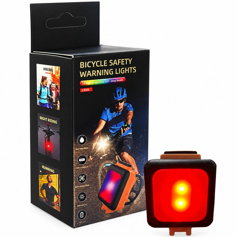 چراغ هشدار شارژی دوچرخه مدل LW06 با 12 LED و نور چند رنگ