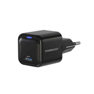 شارژر دیواری تایپ سی 20 وات پاورولوژی Powerology Ultra-Compact 20W GaN PD Charger PWCUQC015