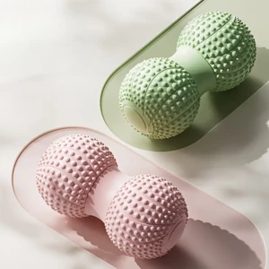 Fascial peanut ball for foot massage, spinal muscle relaxation, double ball for hip, back, and leg acupoint stimulation, yoga massage ball.