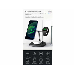 شارژر بی سیم رومیزی چهارکاره 15 وات ویوو WiWU 4 in 1 wireless charger M8