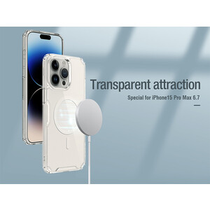 گارد شفاف مغناطیسی آیفون 15 پرو مکس نیلکین Nillkin Apple iPhone 15 Pro max Nature TPU Pro Magnetic Case